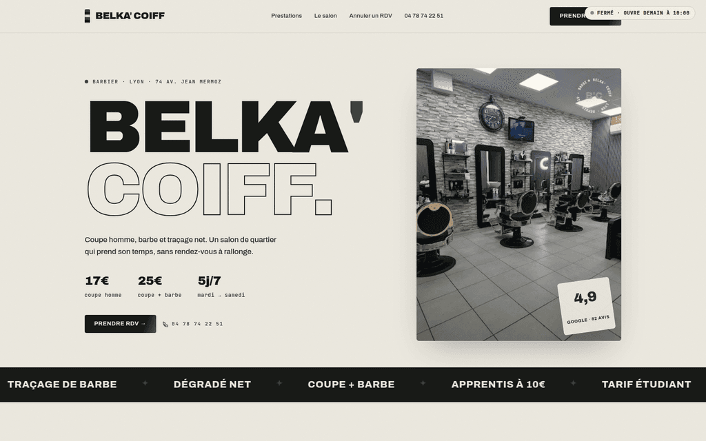 Capture du site belkacoiff.fr